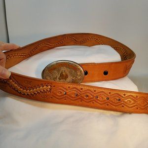 Handmade Western belt 41" braided embossed
